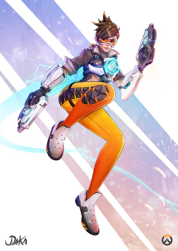 Трейсер - Tracer, Overwatch, Blizzard, Арт, Daka