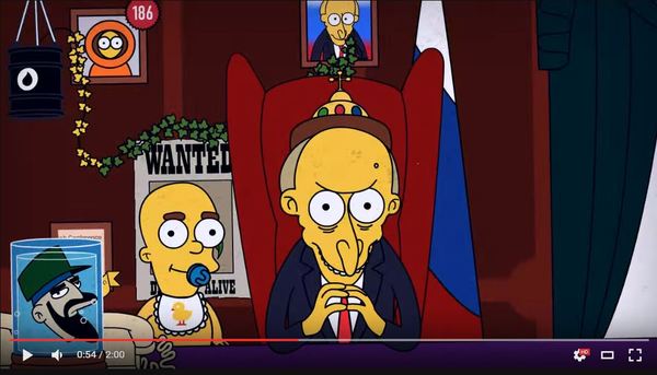 year 2012. And on Dimon there is already a bib with a duck - Dmitriy, Duck, Vladimir Putin, The Simpsons, Parody