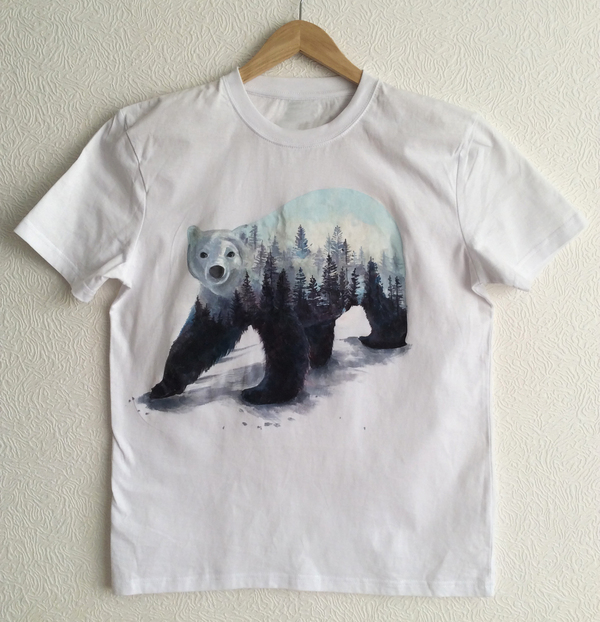 Forest inhabitant - My, Drawing, Friday tag is mine, The Bears, Nature, Paints, Painting, Winter, Painting on fabric, Longpost