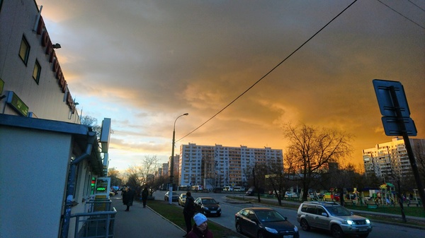 April sky in Biryulyovo) - My, , , Text