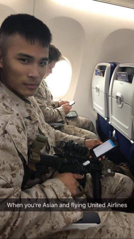 Found a way out - United airlines, Asians, Weapon, Marines, USA