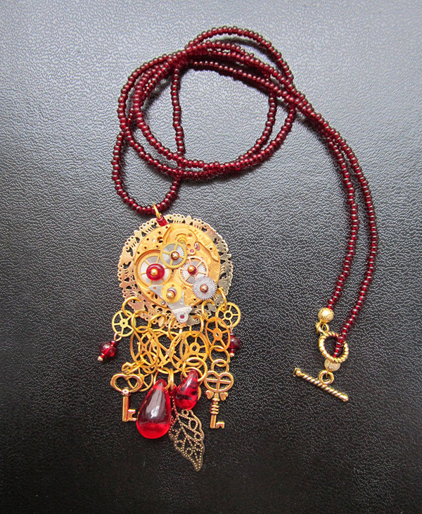 Pendant with watch wheels Honey red - I share, crazy hands, My, Movements