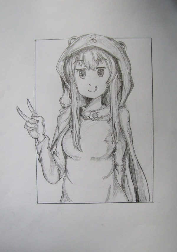 My drawing, Umaru-chan - My, Anime art, Pencil drawing, Beginning, Anime, 