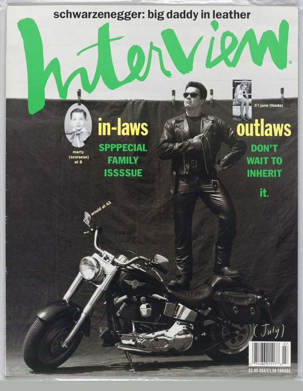 Cover of Interview magazine, Tibor Kalman. - Arnold Schwarzenegger, Magazine, 1990