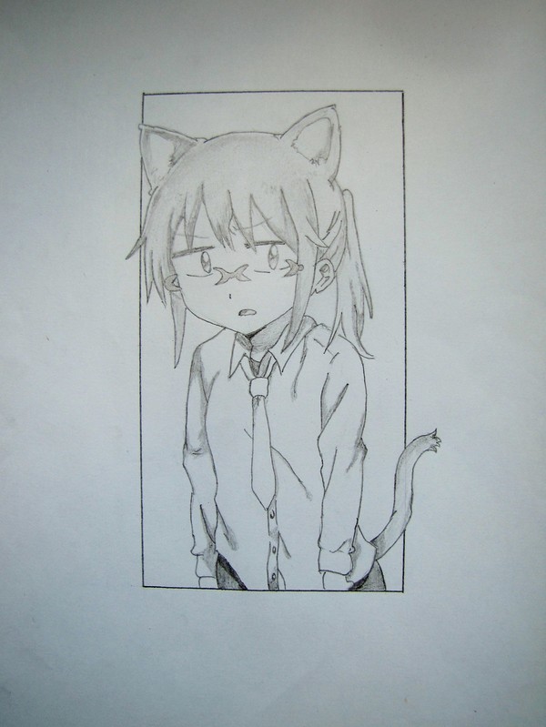 My drawing, Kobayashi-san.. - My, Anime art, Pencil drawing, Новичок, Kobayashi