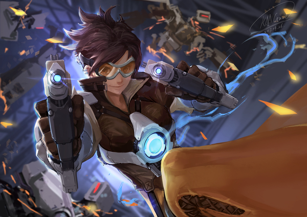 Tracer [Overwatch] - Tracer, Anime art, Not anime, Overwatch, Blizzard