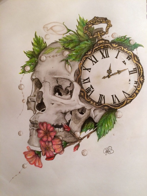 Time does not heal - Art, Pencil drawing, My, Scull