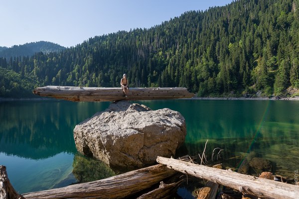 Abkhazia, lake Malaya Ritsa - My, Abkhazia, Malaya Ritsa