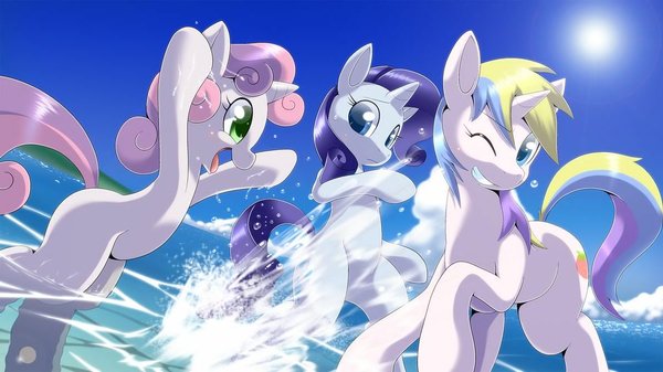 Splash!! - My little pony, PonyArt, Rarity, Sweetie belle, 