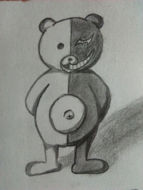 Attempt number 2) - My, Pencil drawing, Rukozhop, Monokuma, Anime