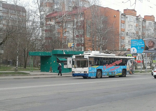 New Year's trolleybus - My, Stavropol, Trolleybus, New Year, 2017, BTZ