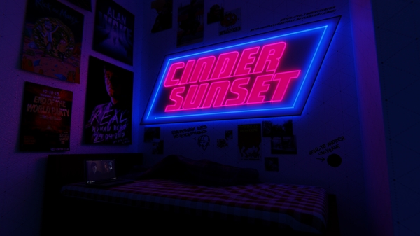 Cinder Sunset - 3D modeling, My, Neon, Cycles, Blender