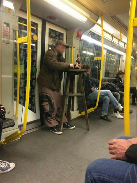 At 8 am in my subway. - Metro, Beer, Drunk, 9GAG