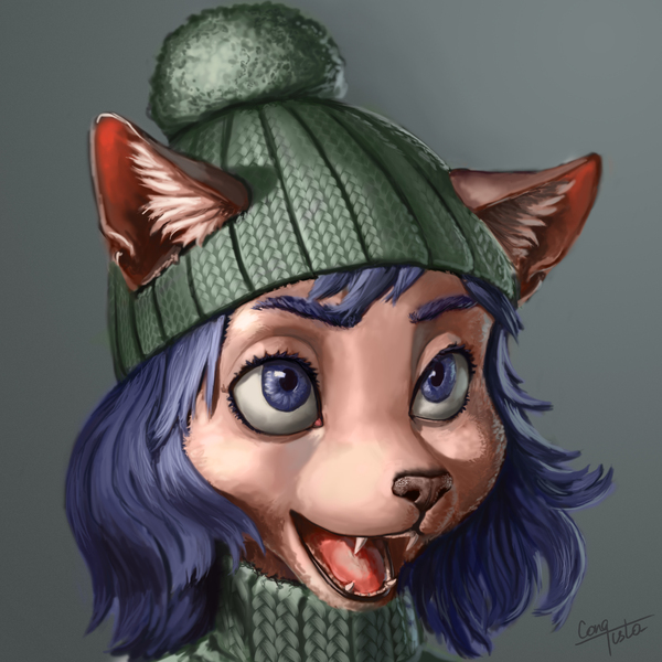 Cat in a carbon fiber hat - My, Anthro, Furry, Art, Conqista