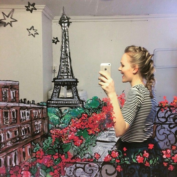 Wonderful selfies with reality painted in the mirror - Selfie, beauty, Fantasy, Art, Longpost