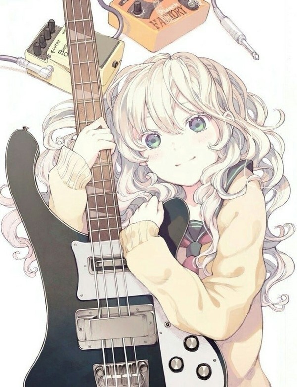 Bass Loli - Anime art, Bas-guitar, Loli, Guitar