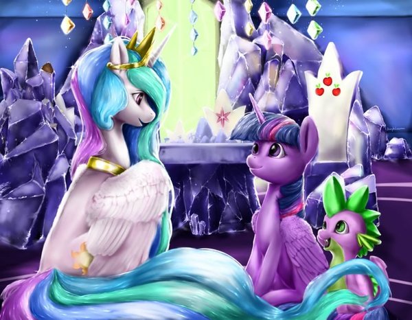 Teacher and Student - My little pony, PonyArt, Princess celestia, Twilight sparkle, Spike