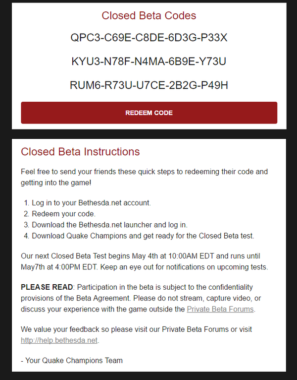  Quake Champtions Closed Beta Quake Champions, Beta key, Bethesda