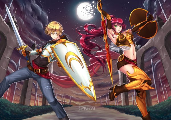 Прекрасный дуэт - RWBY, Pyrrha nikos, Jaune Arc, Anime Art, Аниме, Не аниме