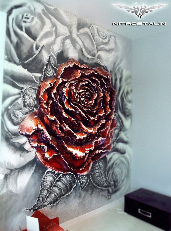 Bas-relief rose - My, Bas-relief, Creation, Interior Design, Wall painting, Airbrushing, the Rose, Design, Sculpture, Longpost