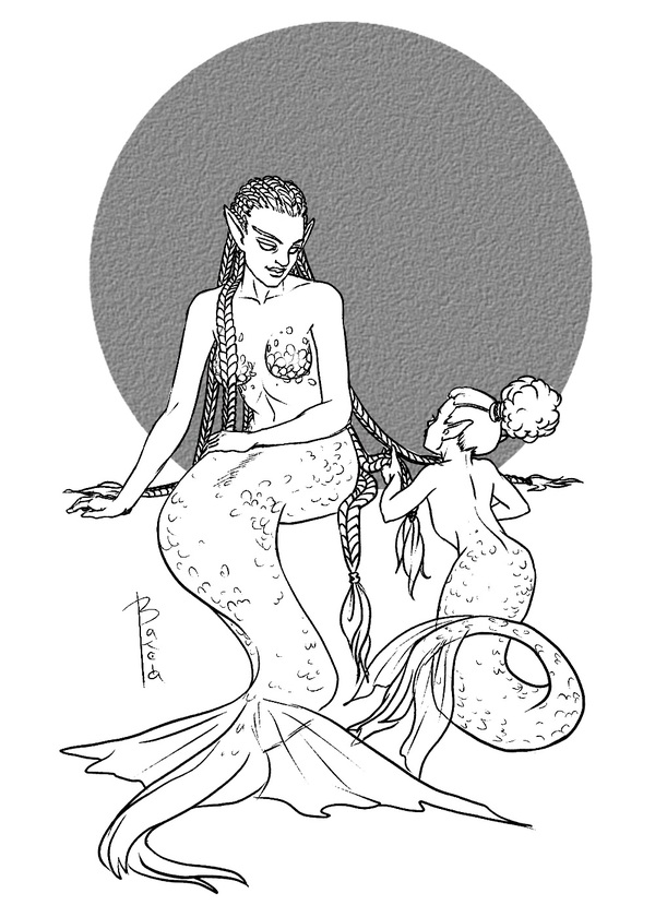 Mer May 7 and 8 - My, Mermay, Mermaid, Digital drawing, Pigtails, Artist