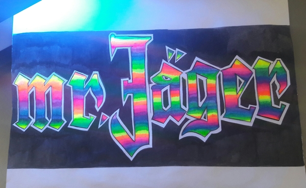 Here is such a watercolor!!!! :) For work, I needed a sheet, a pencil, an eraser and watercolors. Under ultraviolet, the paint glows :) - My, Watercolor, Drawing, Paints, Creation, Art, Letters, No filters, Ultraviolet
