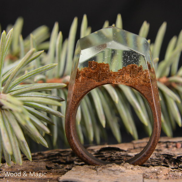 Wood and Epoxy Rings + Creative Photos (Part 1) - My, Wood and resin ring, Epoxy resin, Handmade, Ring made of wood, Macro photography, Longpost