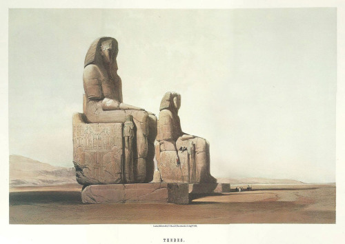 Colossi of Memnon in painting - Ancient Egypt, Pyramid, Temple, Pharaoh, Mummy, Egyptology, Story, Archeology, Longpost