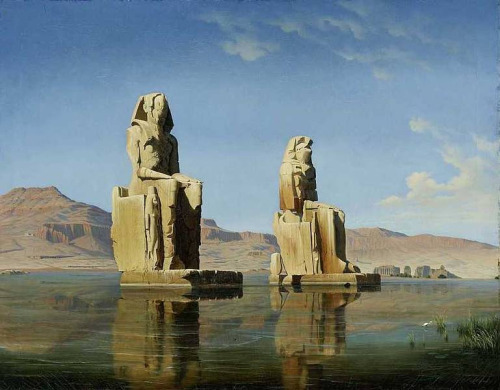 Colossi of Memnon in painting - Ancient Egypt, Pyramid, Temple, Pharaoh, Mummy, Egyptology, Story, Archeology, Longpost