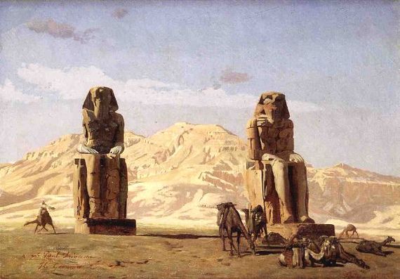 Colossi of Memnon in painting - Ancient Egypt, Pyramid, Temple, Pharaoh, Mummy, Egyptology, Story, Archeology, Longpost