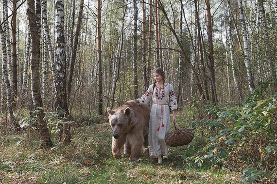 Masha and the Bear - Girls, Brunette, Animals, The Bears, The photo, PHOTOSESSION, Forest, Longpost