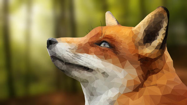 My first job at LowPoly - My, Fox, Low poly, Photoshop