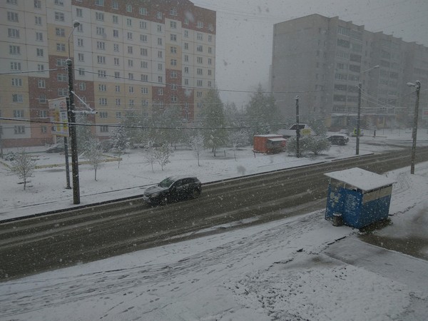 I love a blizzard in early May. - My, Weather, Snow, Smolensk