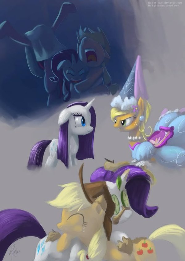 From Look before you sleep - My little pony, PonyArt, Applejack, Rarity, Twilight sparkle, MLP season 1, Raikohillust