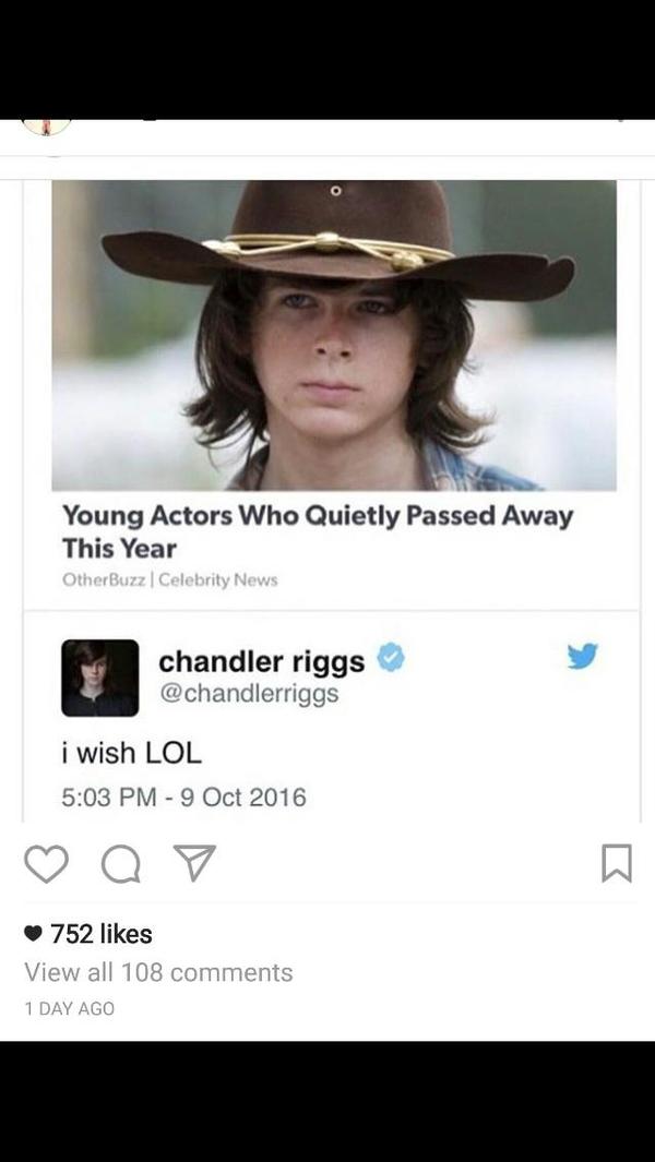 Young actors who passed away quietly this year - Chandler Riggs, Death, Twitter, Reddit