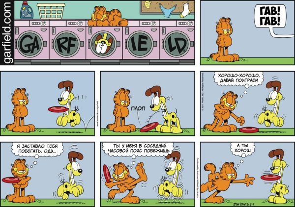 Translated by Garfield, 07 May 2017 - My, Comics, Translation, Garfield, Dog, Dog, Frisbee, Humor