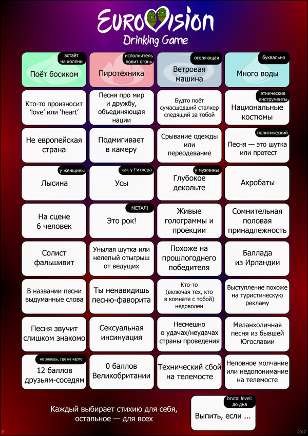 Can't be sober - My, Drinking game, Eurovision, Alcohol