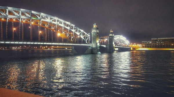 Bolsheokhtinsky bridge - Bolsheokhtinsky bridge, Night