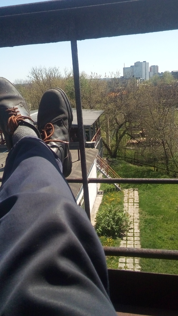 Rest during lunch - My, Relaxation, Cooling tower, Height, Dinner, The sun, Sky, Minsk, Republic of Belarus