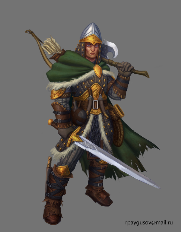 Warrior character - Art, Game art, Deviantart, Dungeons & dragons, , Pathfinder, Warrior, My