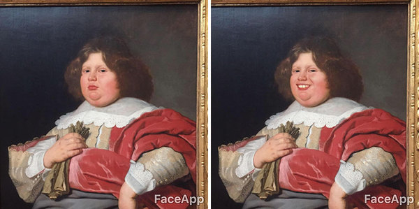 The guy goes to museums and “makes fun” old portraits using the FaceApp application - Faceapp, Museum, Exhibit, Smile, Longpost