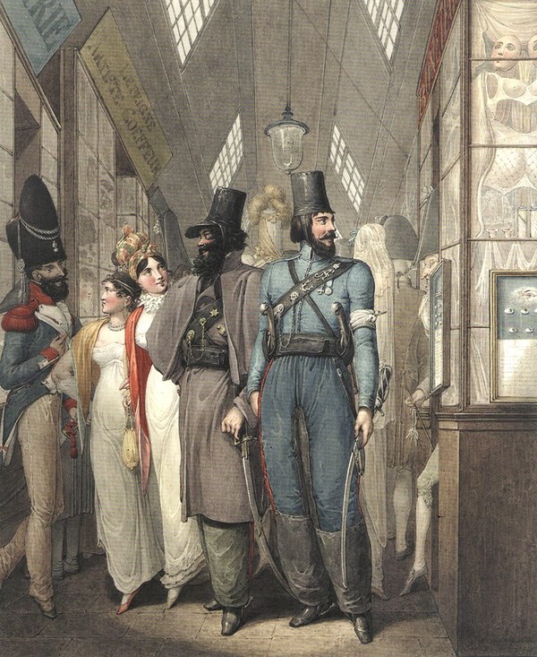 Русские казаки в Париже в 1814 г. Лига историков, Опиц Георг-Эммануэль, Акварель, Париж, Казаки, 1814, Длиннопост
