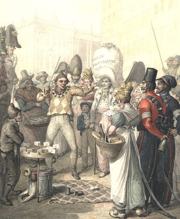 Русские казаки в Париже в 1814 г. Лига историков, Опиц Георг-Эммануэль, Акварель, Париж, Казаки, 1814, Длиннопост