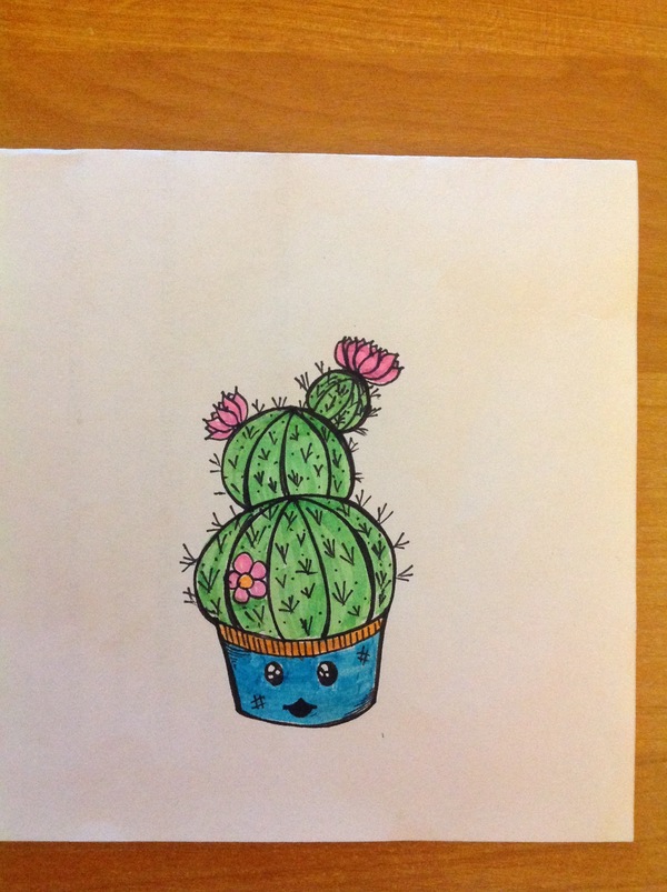 Drawing [mine]. - My, My, Drawing, Cactus, First post, Marker, 