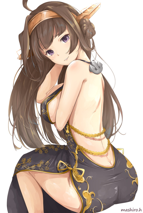 Kongou - Kantai Collection, Kongou, Takumin, Аниме, Anime Art, Ципао, Длиннопост