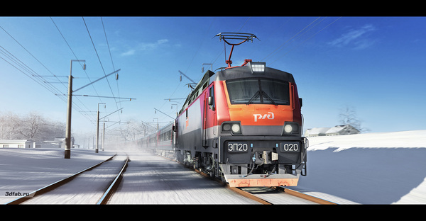 Electric locomotive EP20 - My, Electric locomotive, Russian Railways, Locomotive, Railway, Images, 3D, Screensaver, Ep20