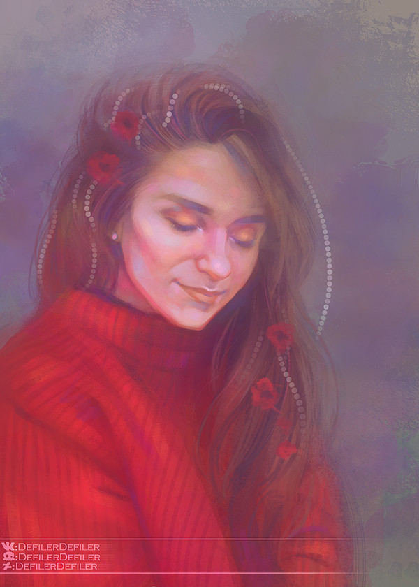 red sweater - My, Drawing, Photoshop, Red, My