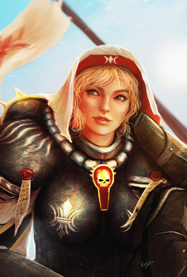 Lorraine - Warhammer 40k, Adepta Sororitas, Portrait, Hospitallers, Freckles, Girls