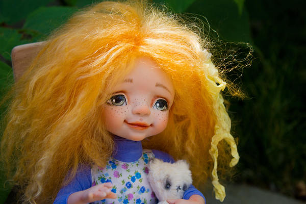 Red-haired doll made of polymer clay - My, Interior doll, Polymer clay, Handmade dolls, Chrysalis, My first job, Handmade, Longpost