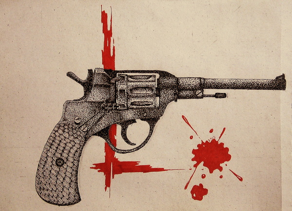 A little dotwork - My, Pistols, Revolver, Dotwork, Drawing, My, Creation, Graphics